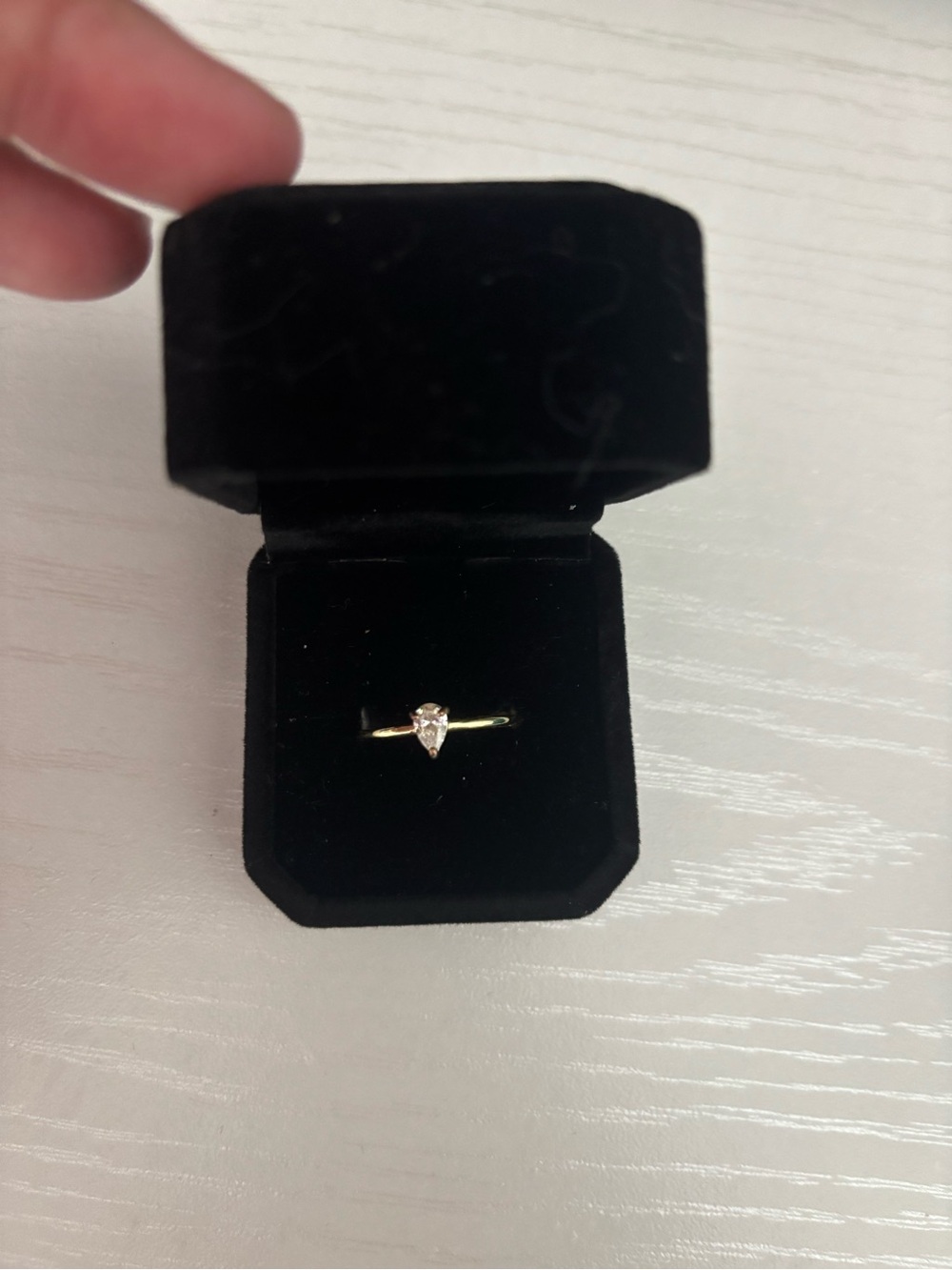 Delicate Gold Teardrop Solitaire Ring - Women Jewelry